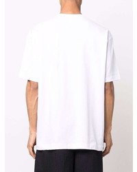 weißes und schwarzes bedrucktes T-Shirt mit einem Rundhalsausschnitt von Comme Des Garcons SHIRT