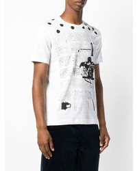 weißes und schwarzes bedrucktes T-Shirt mit einem Rundhalsausschnitt von Comme Des Garcons SHIRT