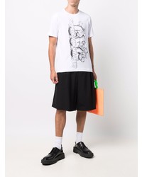 weißes und schwarzes bedrucktes T-Shirt mit einem Rundhalsausschnitt von Comme Des Garcons SHIRT