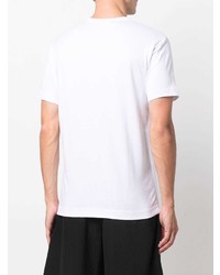 weißes und schwarzes bedrucktes T-Shirt mit einem Rundhalsausschnitt von Comme Des Garcons SHIRT