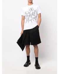 weißes und schwarzes bedrucktes T-Shirt mit einem Rundhalsausschnitt von Comme Des Garcons SHIRT