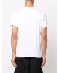 weißes und schwarzes bedrucktes T-Shirt mit einem Rundhalsausschnitt von Comme Des Garcons SHIRT