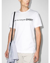 weißes und schwarzes bedrucktes T-Shirt mit einem Rundhalsausschnitt von Comme Des Garcons SHIRT