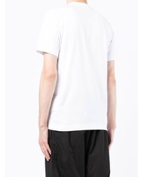 weißes und schwarzes bedrucktes T-Shirt mit einem Rundhalsausschnitt von Comme Des Garcons SHIRT