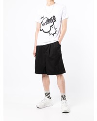 weißes und schwarzes bedrucktes T-Shirt mit einem Rundhalsausschnitt von Comme Des Garcons SHIRT