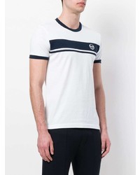 weißes und schwarzes bedrucktes T-Shirt mit einem Rundhalsausschnitt von Sergio Tacchini