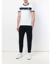 weißes und schwarzes bedrucktes T-Shirt mit einem Rundhalsausschnitt von Sergio Tacchini