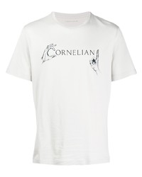 weißes und schwarzes bedrucktes T-Shirt mit einem Rundhalsausschnitt von Corneliani