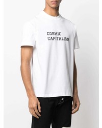 weißes und schwarzes bedrucktes T-Shirt mit einem Rundhalsausschnitt von Soulland