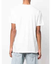 weißes und schwarzes bedrucktes T-Shirt mit einem Rundhalsausschnitt von Sundek