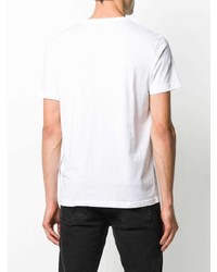 weißes und schwarzes bedrucktes T-Shirt mit einem Rundhalsausschnitt von Belstaff