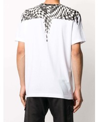 weißes und schwarzes bedrucktes T-Shirt mit einem Rundhalsausschnitt von Marcelo Burlon County of Milan