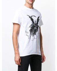 weißes und schwarzes bedrucktes T-Shirt mit einem Rundhalsausschnitt von Call Me 917
