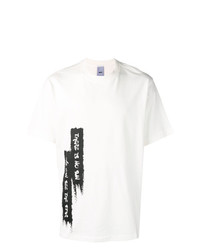 weißes und schwarzes bedrucktes T-Shirt mit einem Rundhalsausschnitt von D.GNAK
