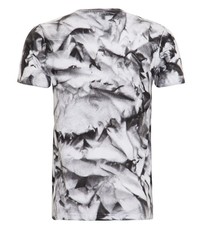weißes und schwarzes bedrucktes T-Shirt mit einem Rundhalsausschnitt von DANIEL DAAF