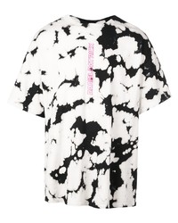weißes und schwarzes bedrucktes T-Shirt mit einem Rundhalsausschnitt von Daniel Patrick