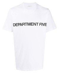 weißes und schwarzes bedrucktes T-Shirt mit einem Rundhalsausschnitt von Department 5