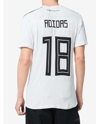 weißes und schwarzes bedrucktes T-Shirt mit einem Rundhalsausschnitt von adidas