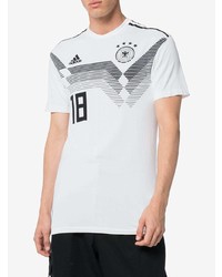 weißes und schwarzes bedrucktes T-Shirt mit einem Rundhalsausschnitt von adidas