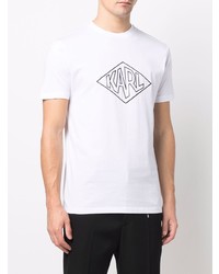 weißes und schwarzes bedrucktes T-Shirt mit einem Rundhalsausschnitt von Karl Lagerfeld