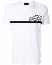 weißes und schwarzes bedrucktes T-Shirt mit einem Rundhalsausschnitt von Diesel Black Gold