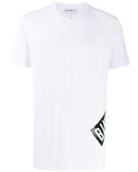 weißes und schwarzes bedrucktes T-Shirt mit einem Rundhalsausschnitt von Dirk Bikkembergs