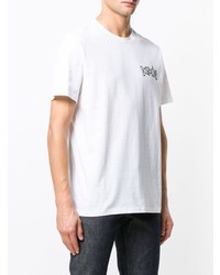 weißes und schwarzes bedrucktes T-Shirt mit einem Rundhalsausschnitt von A.P.C.