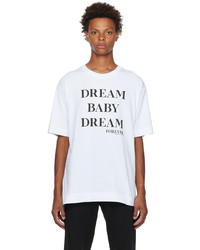 weißes und schwarzes bedrucktes T-Shirt mit einem Rundhalsausschnitt von Dries Van Noten