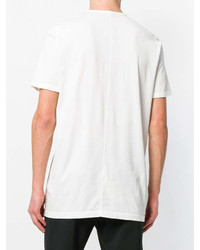 weißes und schwarzes bedrucktes T-Shirt mit einem Rundhalsausschnitt von Rick Owens