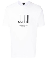 weißes und schwarzes bedrucktes T-Shirt mit einem Rundhalsausschnitt von Dunhill