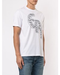 weißes und schwarzes bedrucktes T-Shirt mit einem Rundhalsausschnitt von Emporio Armani