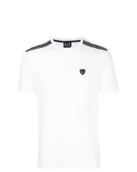 weißes und schwarzes bedrucktes T-Shirt mit einem Rundhalsausschnitt von Ea7 Emporio Armani