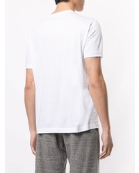 weißes und schwarzes bedrucktes T-Shirt mit einem Rundhalsausschnitt von Ea7 Emporio Armani