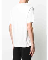 weißes und schwarzes bedrucktes T-Shirt mit einem Rundhalsausschnitt von Emporio Armani