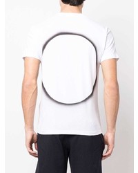 weißes und schwarzes bedrucktes T-Shirt mit einem Rundhalsausschnitt von Stone Island