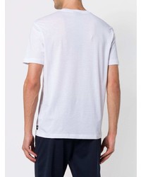 weißes und schwarzes bedrucktes T-Shirt mit einem Rundhalsausschnitt von Emporio Armani