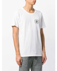 weißes und schwarzes bedrucktes T-Shirt mit einem Rundhalsausschnitt von Balmain