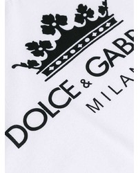 weißes und schwarzes bedrucktes T-Shirt mit einem Rundhalsausschnitt von Dolce & Gabbana