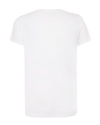 weißes und schwarzes bedrucktes T-Shirt mit einem Rundhalsausschnitt von Eight2Nine