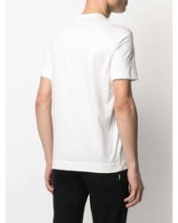 weißes und schwarzes bedrucktes T-Shirt mit einem Rundhalsausschnitt von Emporio Armani