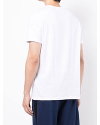 weißes und schwarzes bedrucktes T-Shirt mit einem Rundhalsausschnitt von Armani Exchange