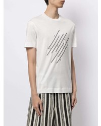 weißes und schwarzes bedrucktes T-Shirt mit einem Rundhalsausschnitt von Emporio Armani