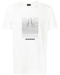 weißes und schwarzes bedrucktes T-Shirt mit einem Rundhalsausschnitt von Emporio Armani