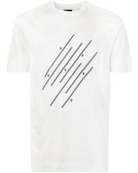 weißes und schwarzes bedrucktes T-Shirt mit einem Rundhalsausschnitt von Emporio Armani