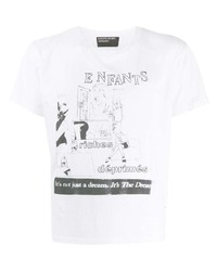 weißes und schwarzes bedrucktes T-Shirt mit einem Rundhalsausschnitt von Enfants Riches Deprimes