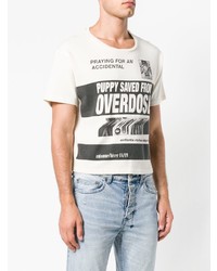 weißes und schwarzes bedrucktes T-Shirt mit einem Rundhalsausschnitt von Enfants Riches Deprimes