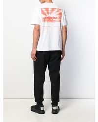 weißes und schwarzes bedrucktes T-Shirt mit einem Rundhalsausschnitt von McQ Alexander McQueen