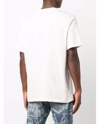 weißes und schwarzes bedrucktes T-Shirt mit einem Rundhalsausschnitt von MSGM