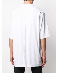 weißes und schwarzes bedrucktes T-Shirt mit einem Rundhalsausschnitt von Rick Owens DRKSHDW