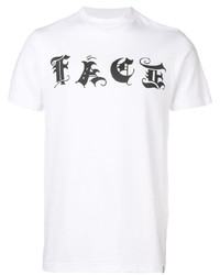 weißes und schwarzes bedrucktes T-Shirt mit einem Rundhalsausschnitt von Facetasm